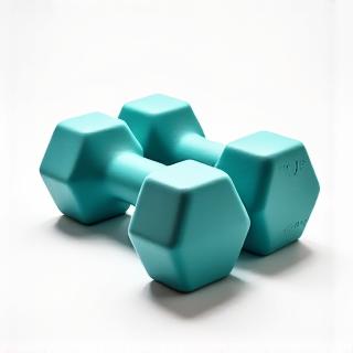 Set of teal neoprene dumbbells
